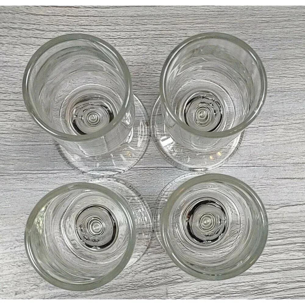 Clear Champagne Cordial Flute Shaped Glasses Short Stemmed Set of 4 Vintage